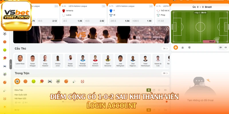 Điểm cộng có 1-0-2 sau khi thành viên login account